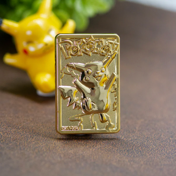 Gold Plated Pikachu Card Pin –– Nostalgia Vault